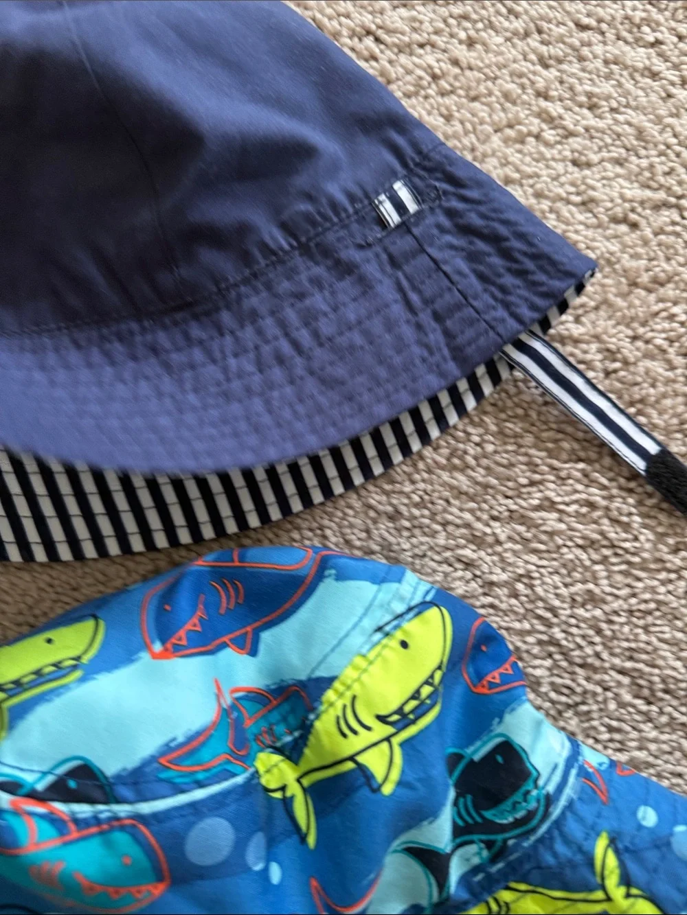 Reversible Sun hats for a little boy - 3 different sizes